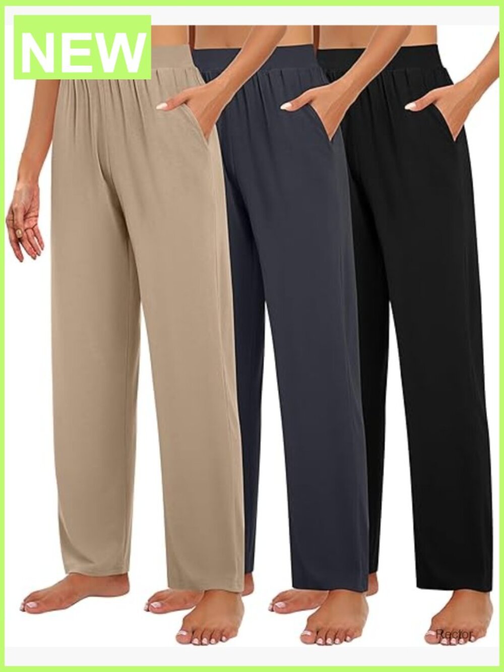 3 Pack Women's Wide Leg Lounge Pants with Pockets Soft Stretchy Yoga Sweatpants